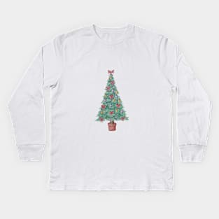 original design of decorated tree for christmas Kids Long Sleeve T-Shirt